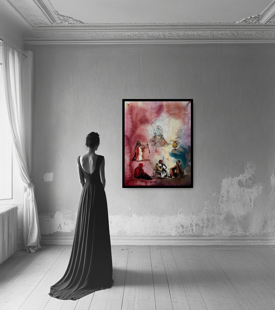 Print La Lampe d'Aladin in light interior next to a lady