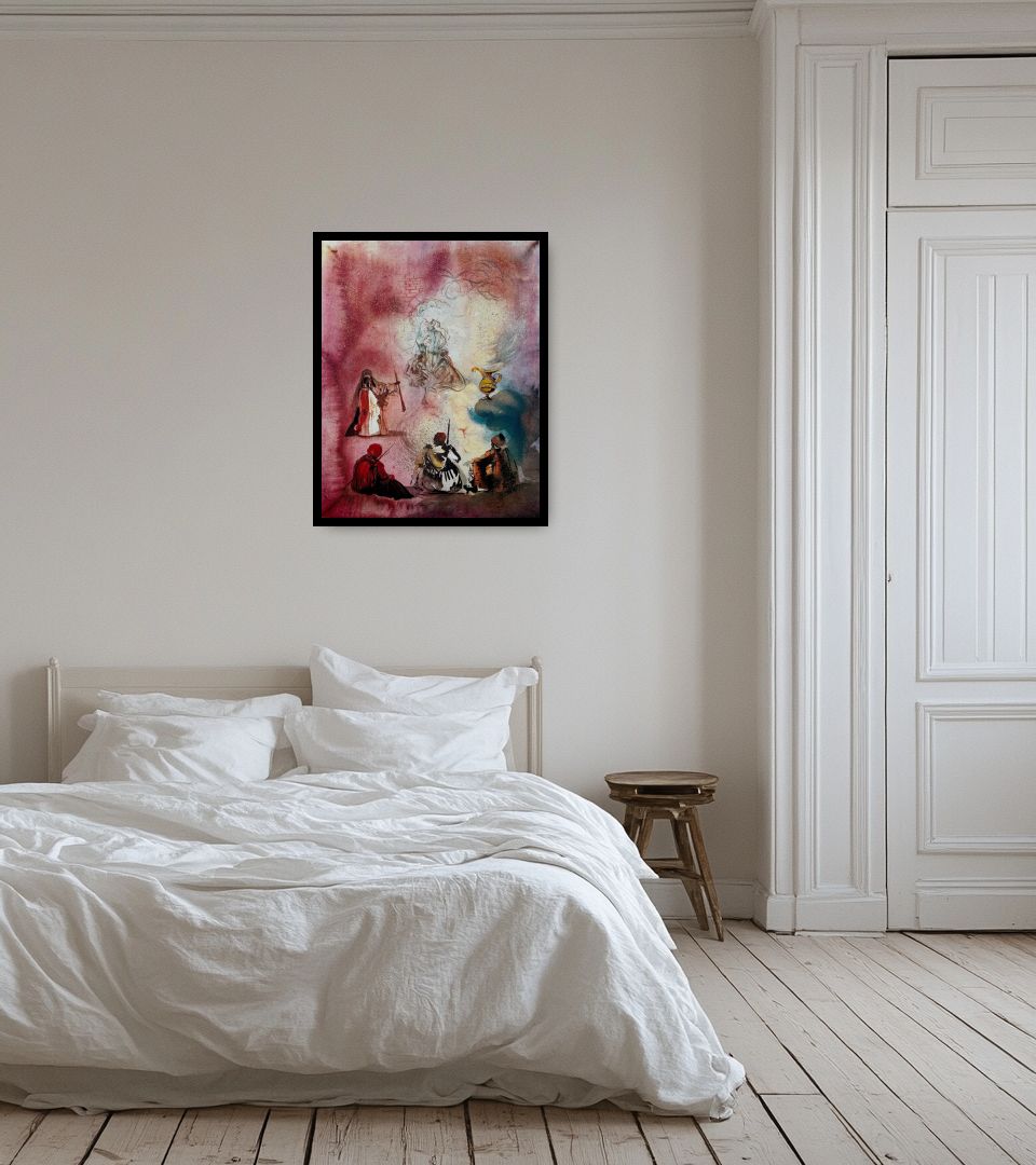 Print La Lampe d'Aladin in light bedroom