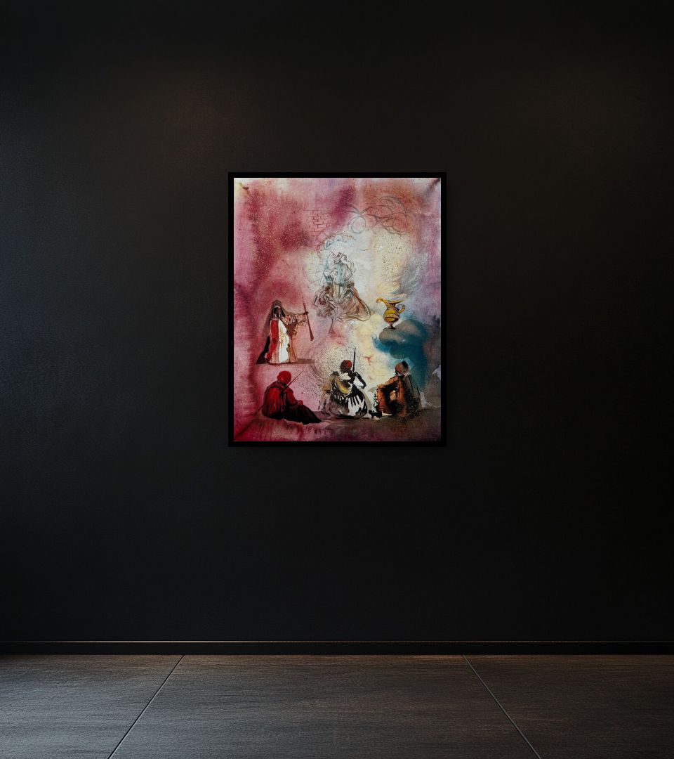 Print La Lampe d'Aladin on dark wall