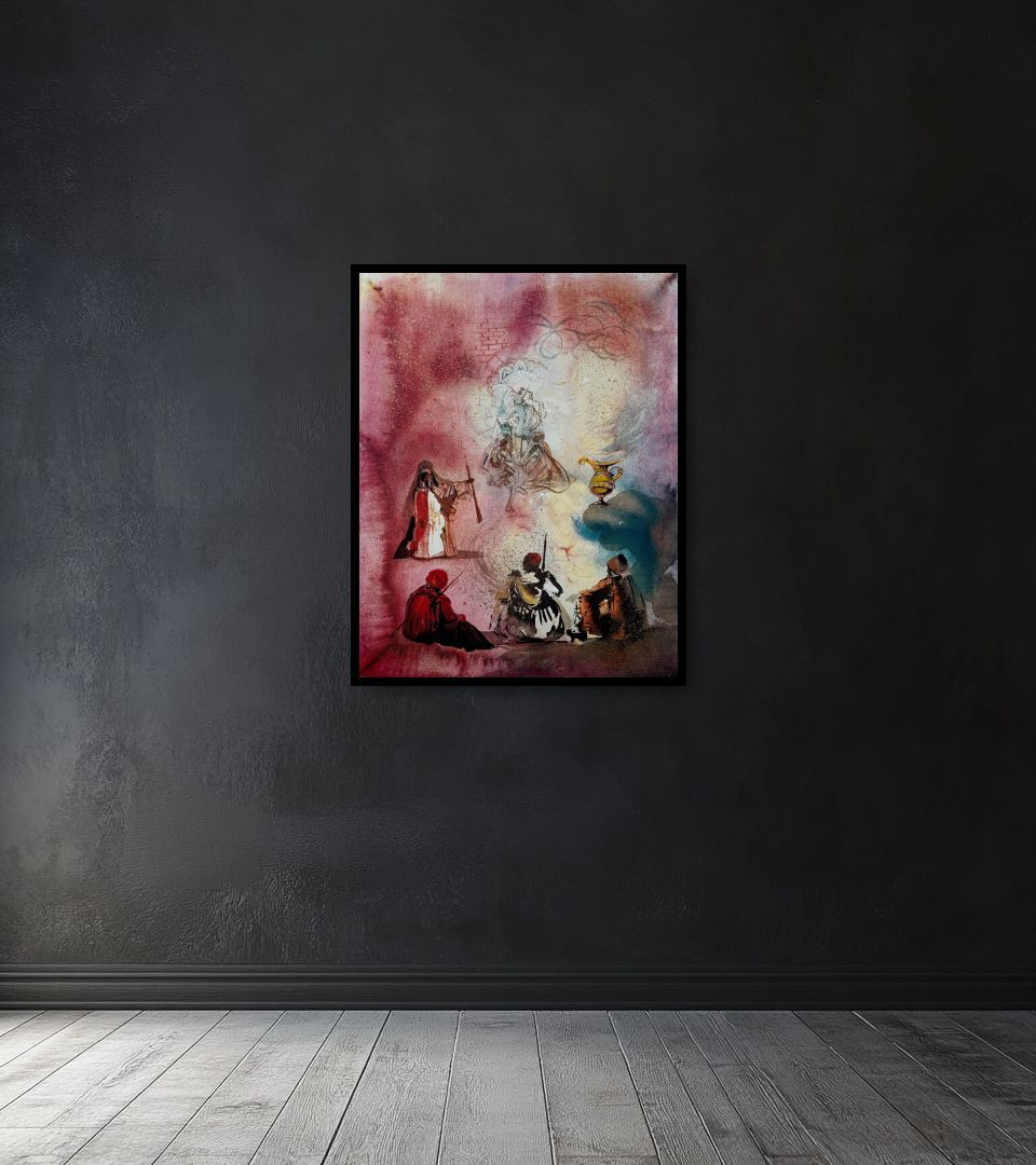 Print La Lampe d'Aladin on dark wall