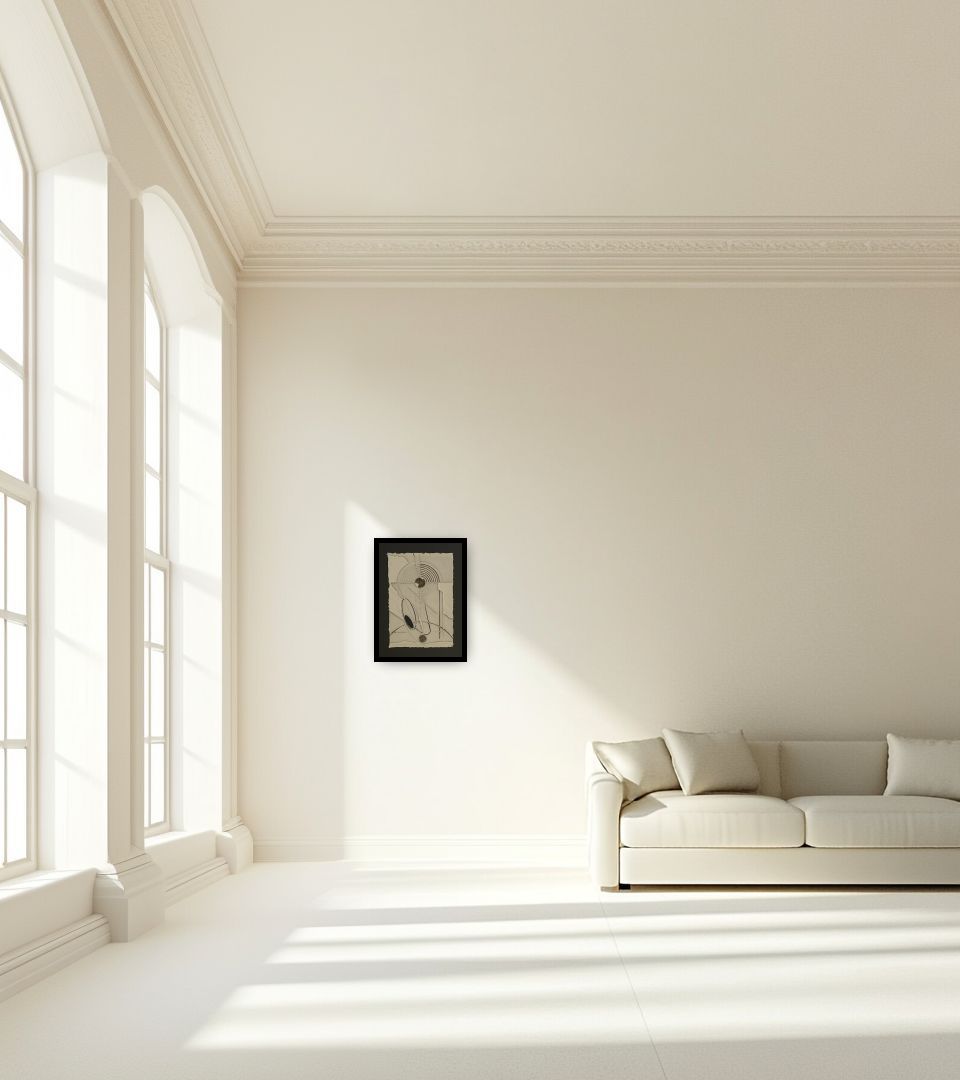 Print Senza Titolo in large empty light living room