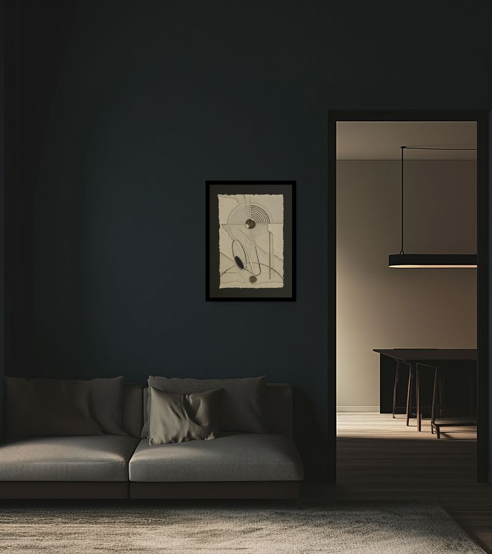 Print Porta d'occidente in dark living room