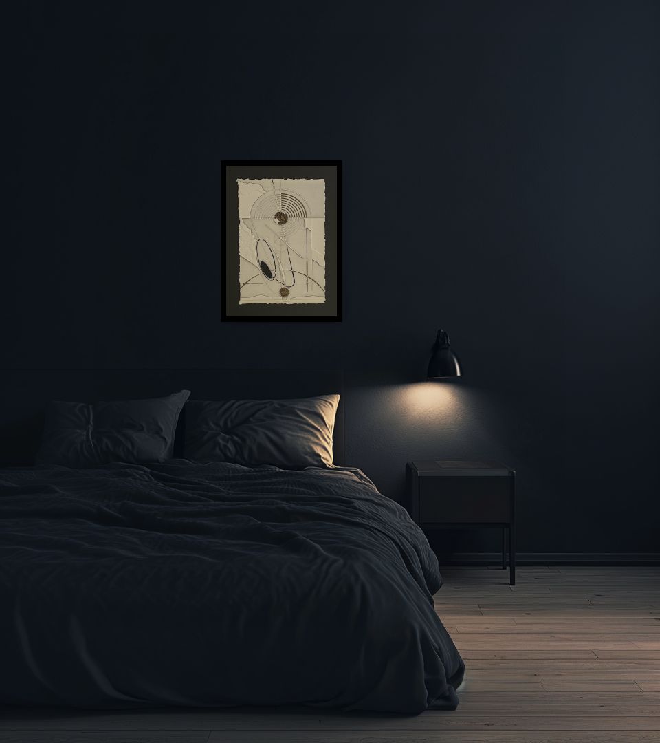 Print Porta d'occidente in dark bedroom