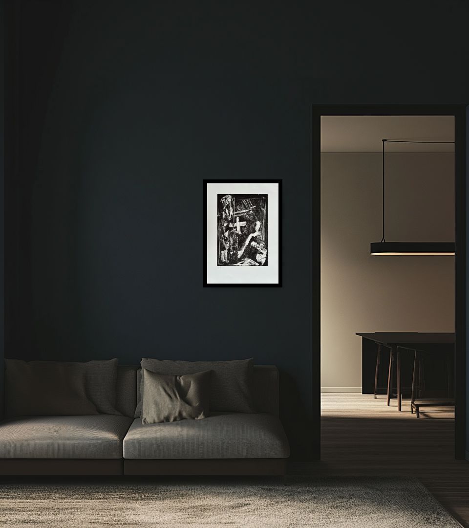 Print Senza Titolo in dark living room