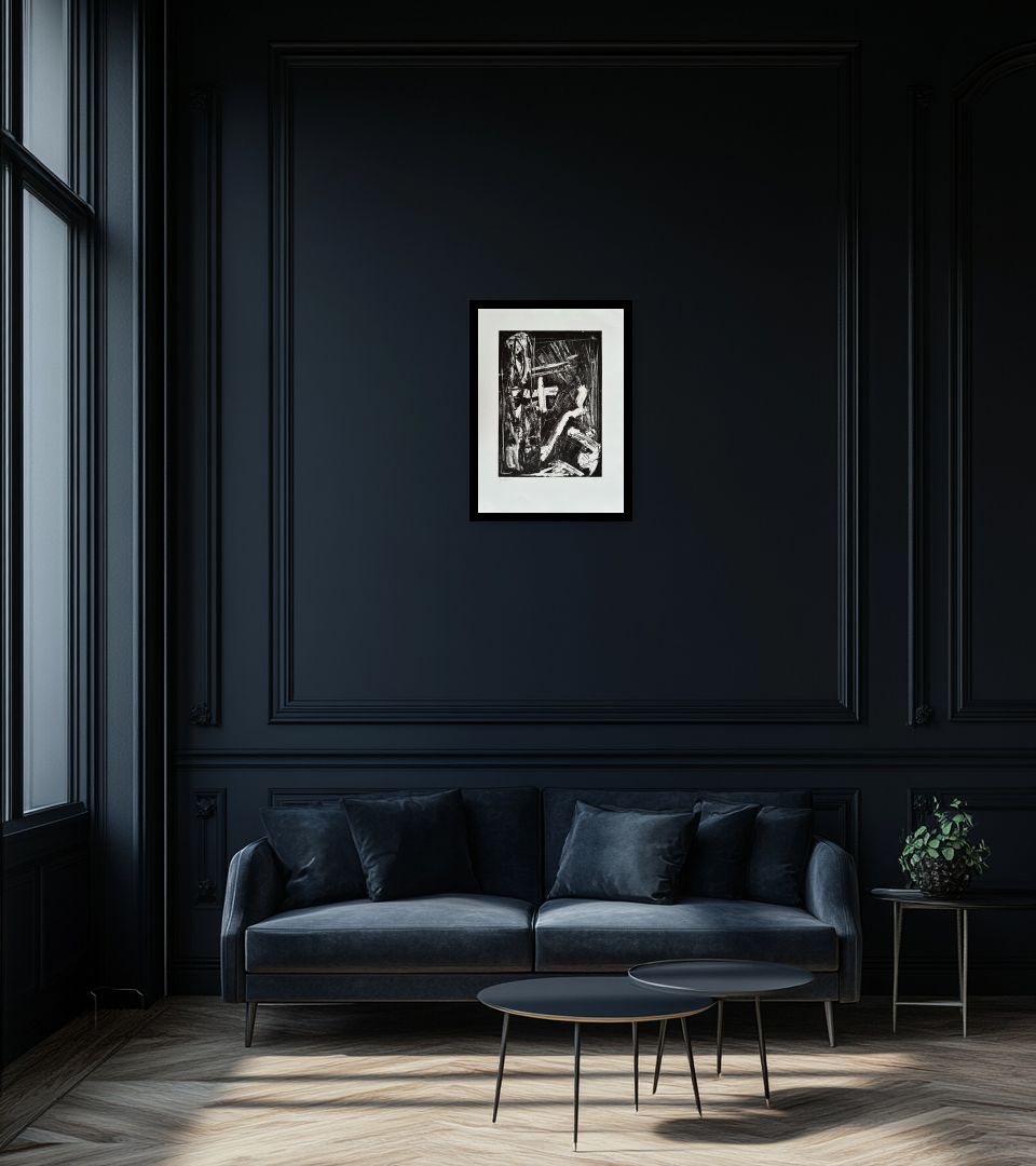 Print Senza Titolo in dark living room
