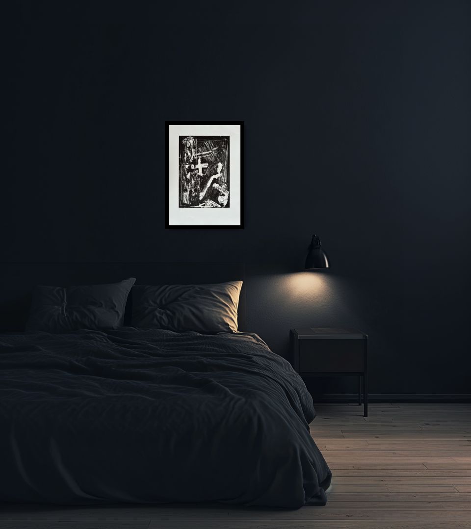 Print Senza Titolo in dark bedroom