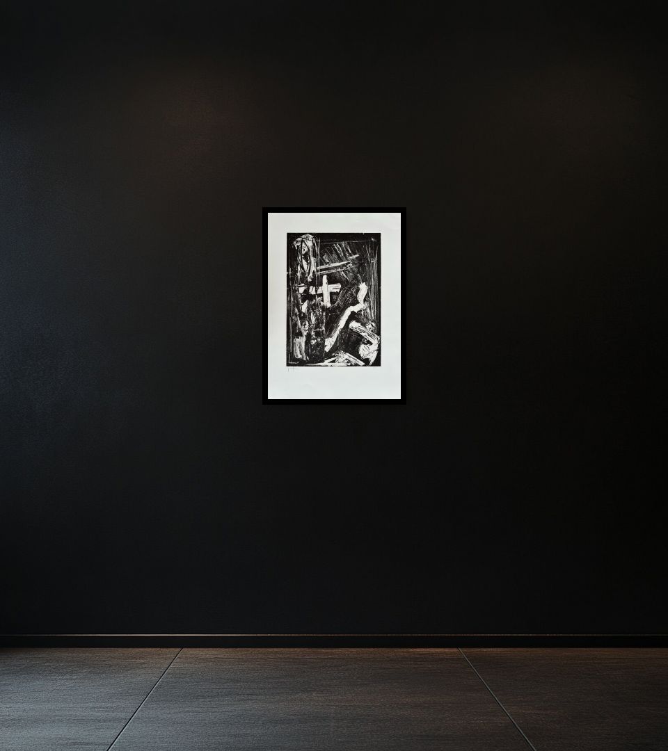 Print Senza Titolo on dark wall