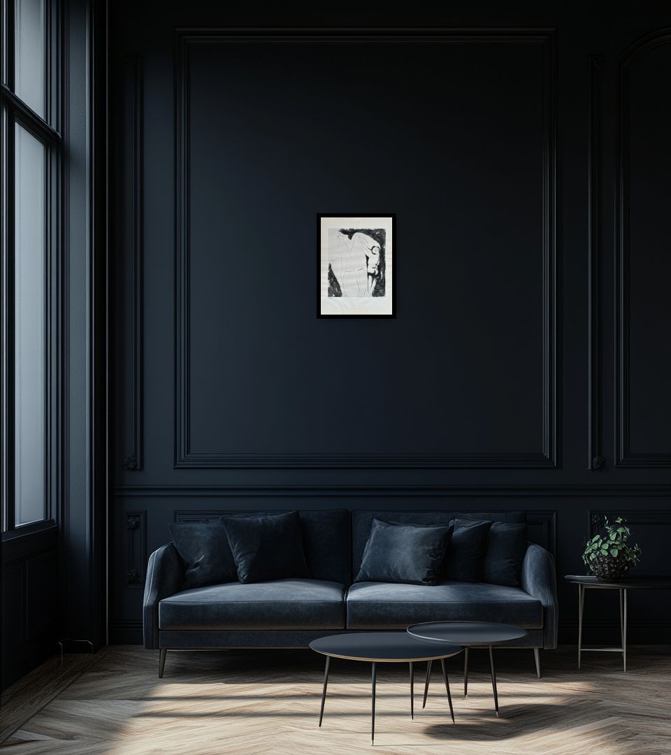 Print Il sogno del cavaliere in dark living room