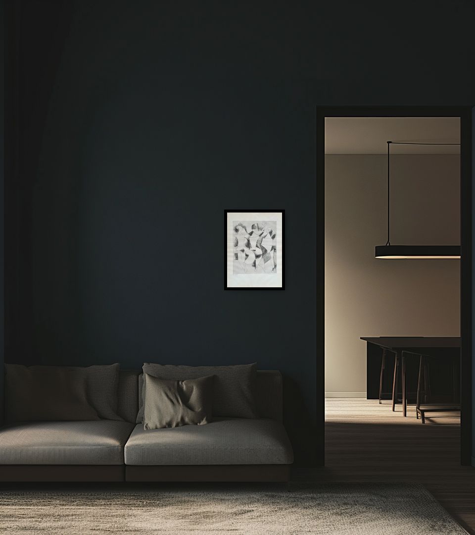 Print Trio in dark living room