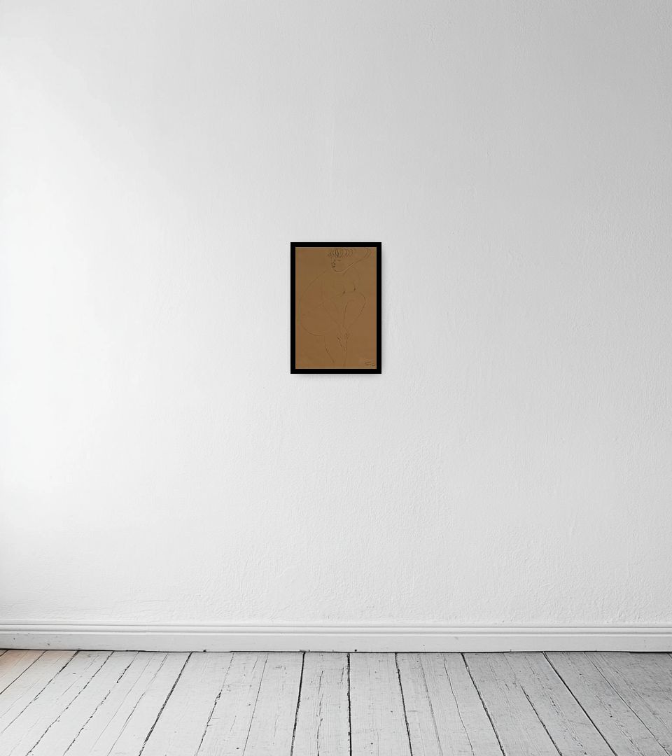 Drawing Senza Titolo on light wall