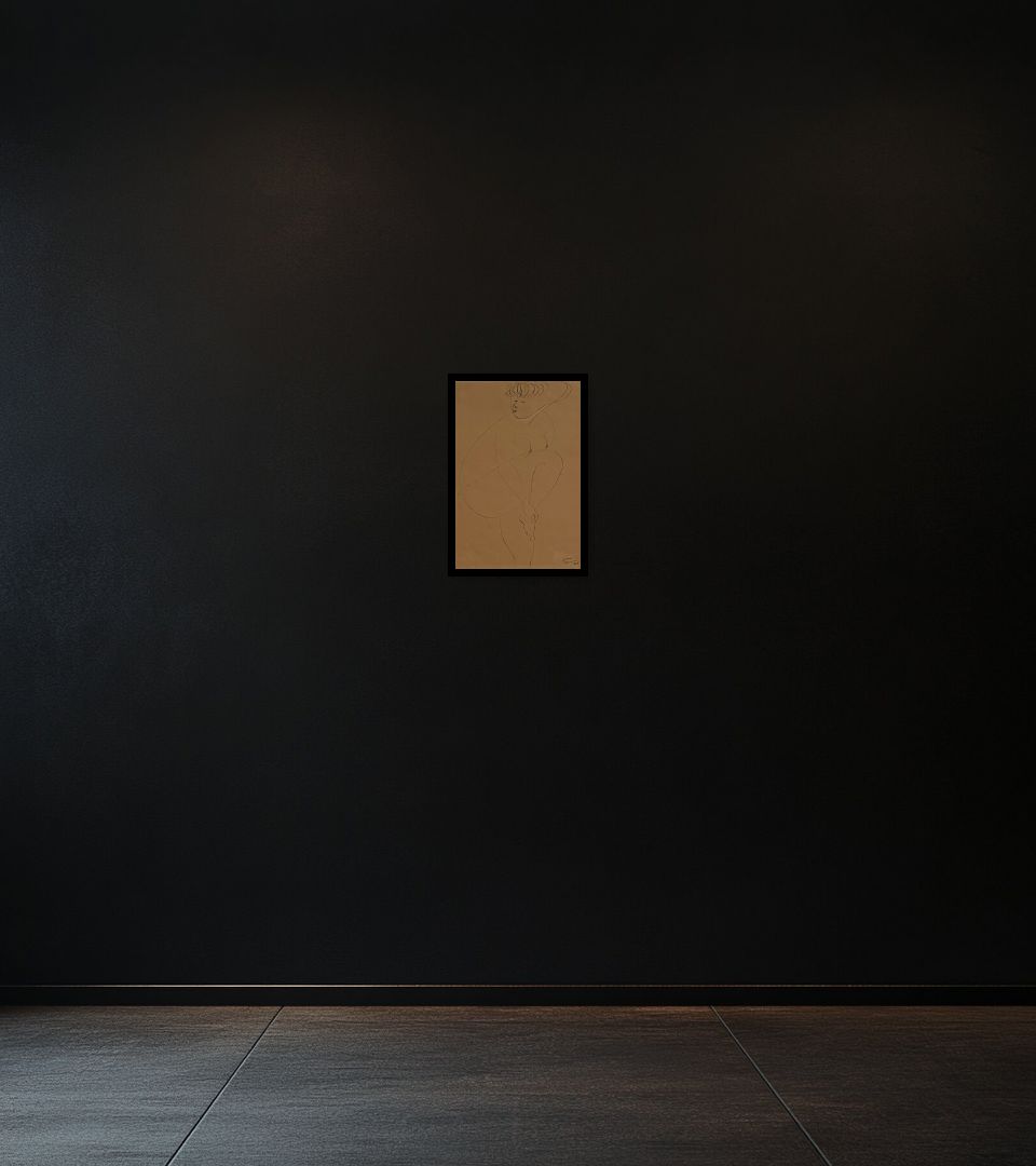 Drawing Senza Titolo on dark wall