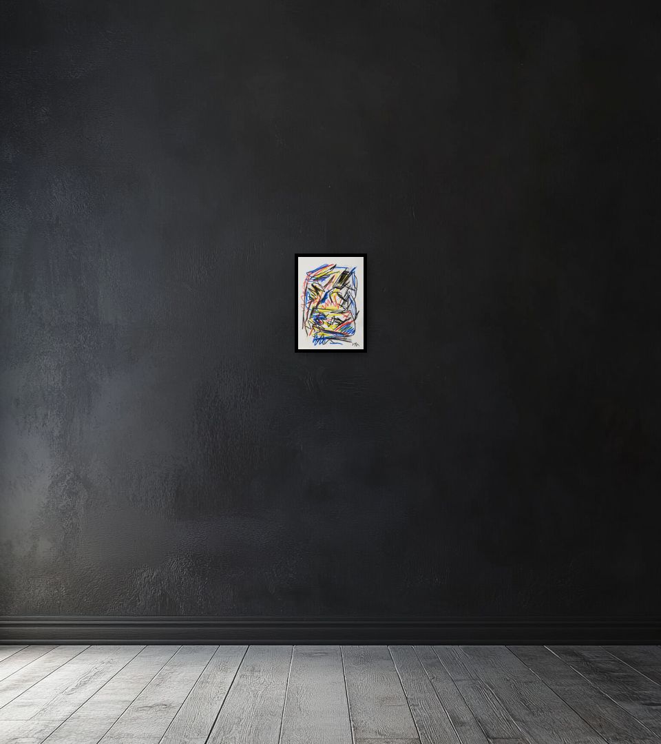Drawing Senza Titolo, C-28 on dark wall
