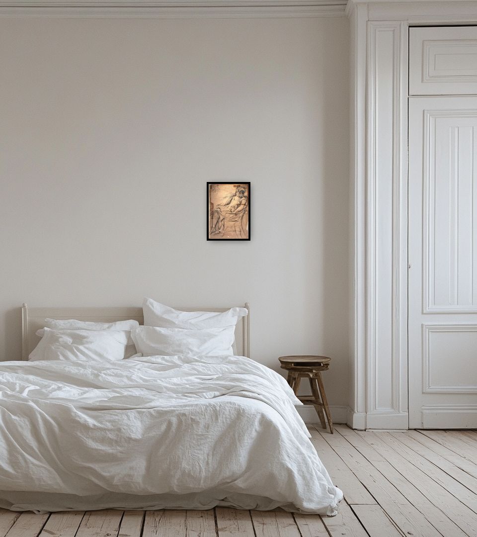 Drawing Lydia Leonidovna Pasternak in light bedroom