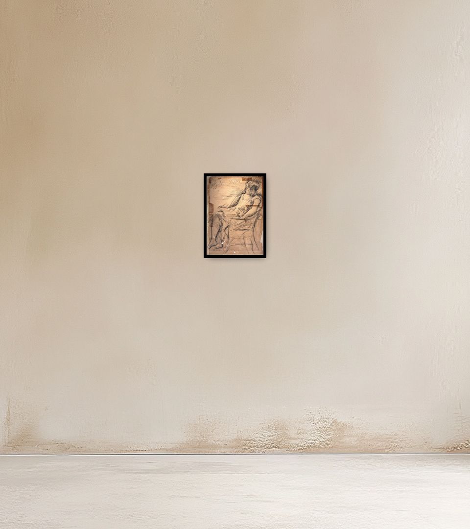 Drawing Lydia Leonidovna Pasternak on warm wall