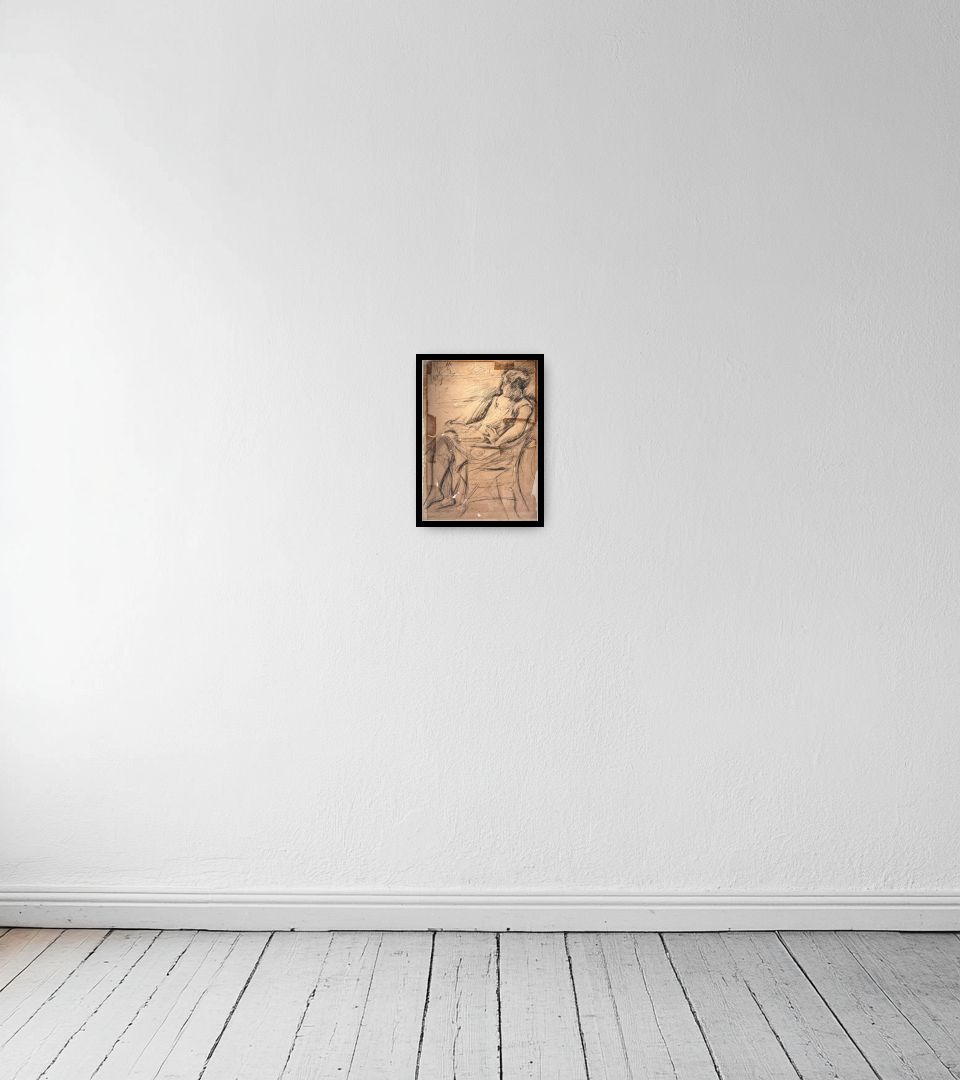 Drawing Lydia Leonidovna Pasternak on light wall