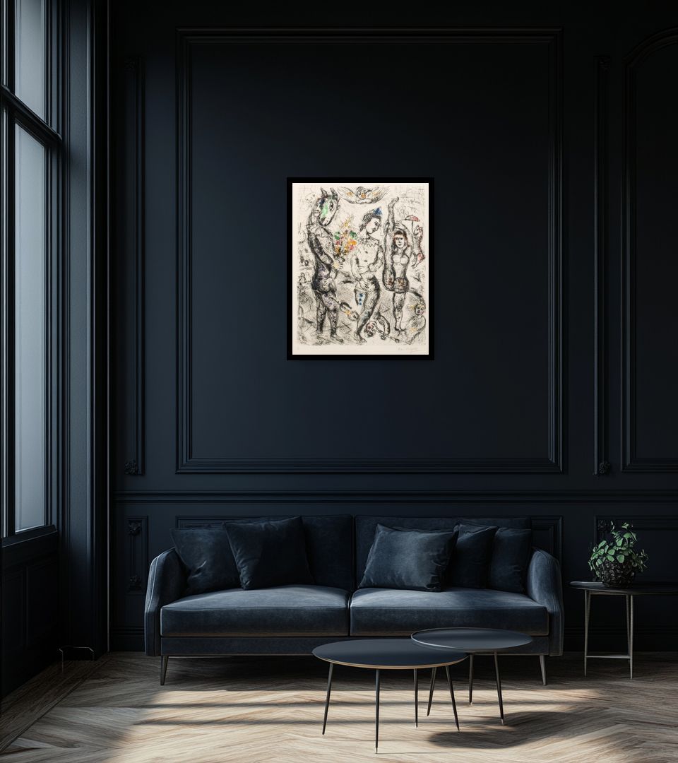 Print Le Pierrot in dark living room