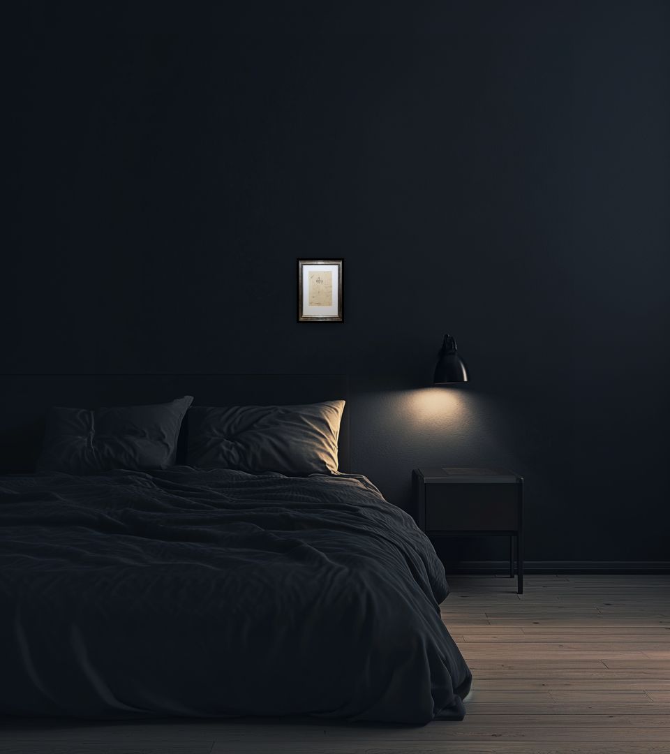 Drawing Untitled in dark bedroom