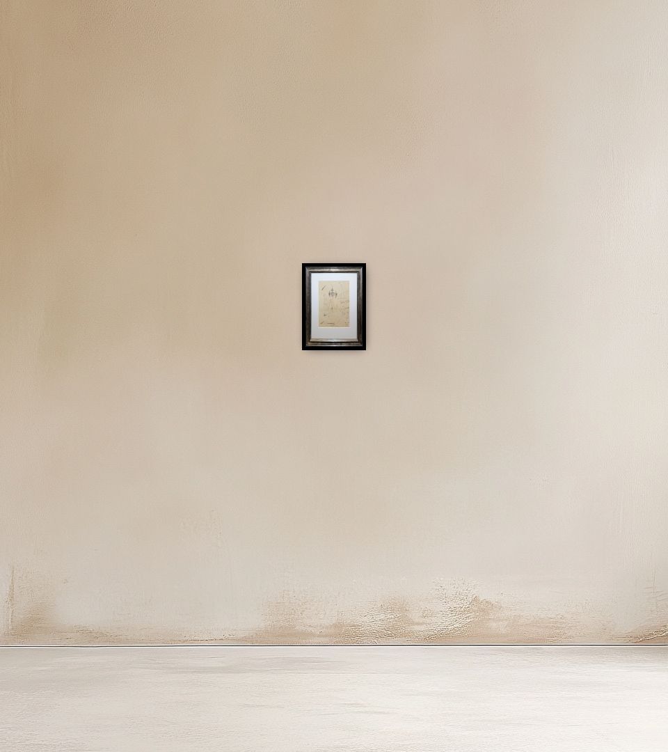 Drawing Untitled on warm wall