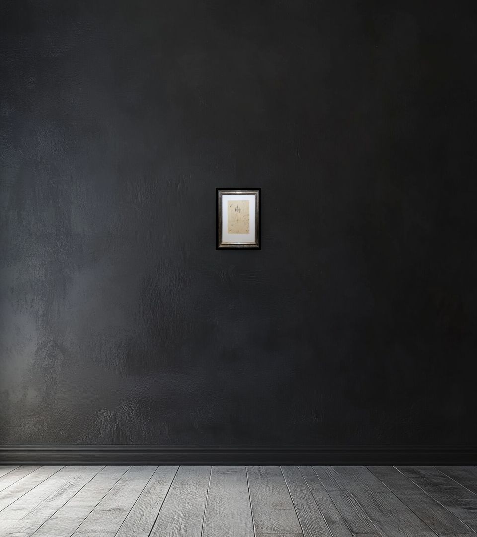 Drawing Untitled on dark wall