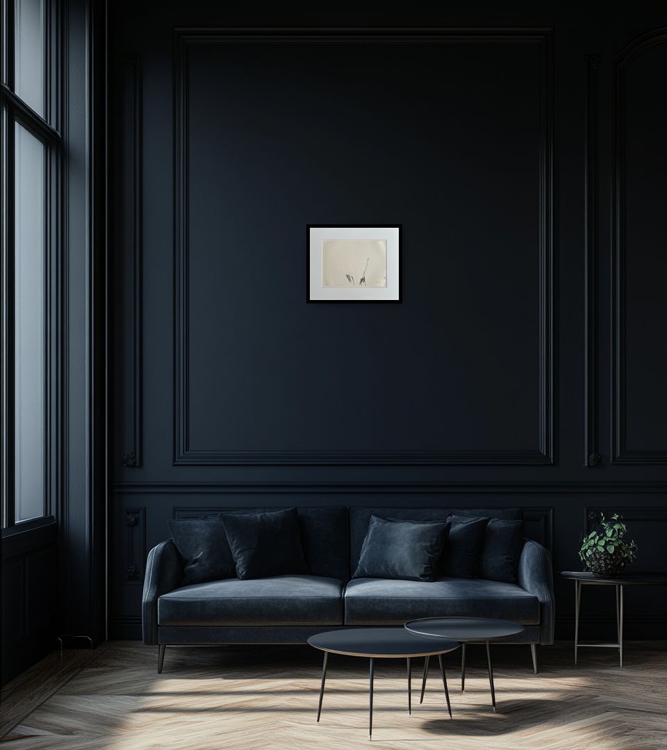 Drawing Senza Titolo in dark living room