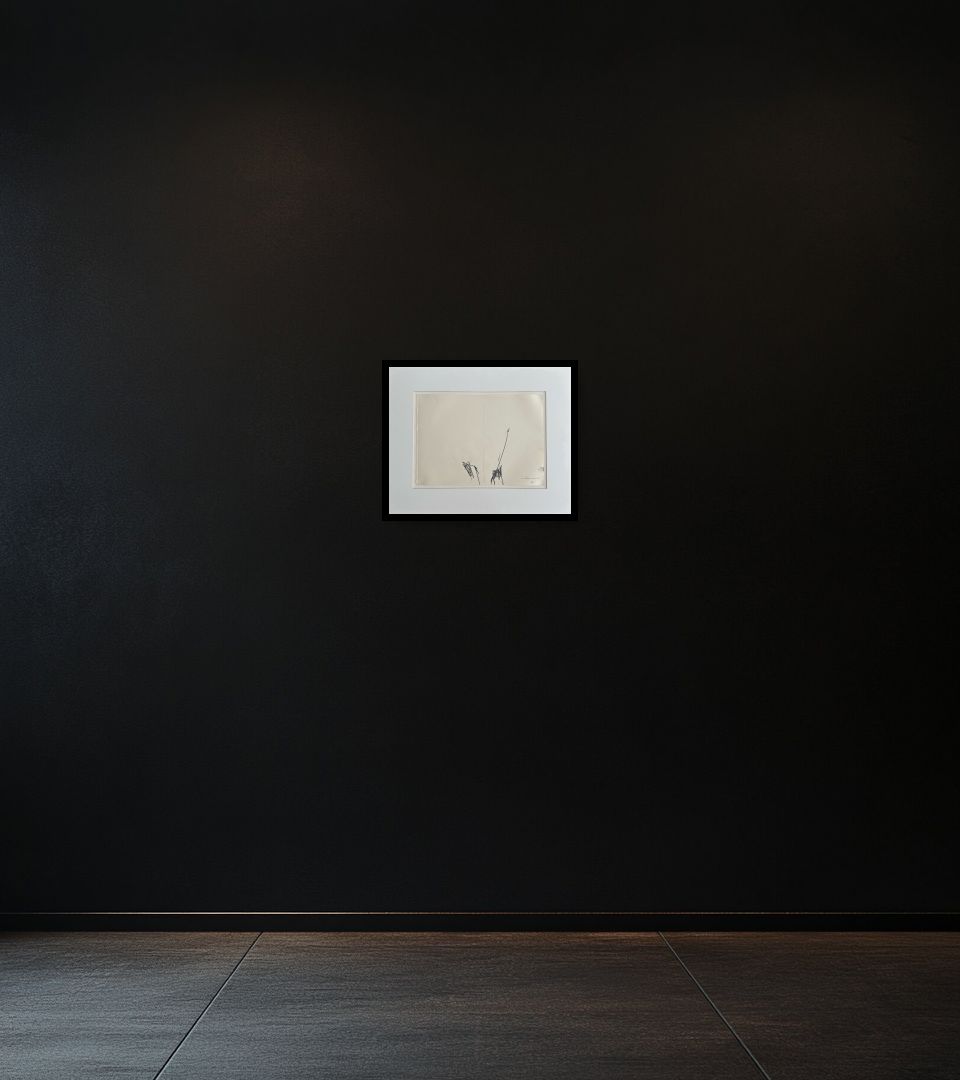 Drawing Senza Titolo on dark wall