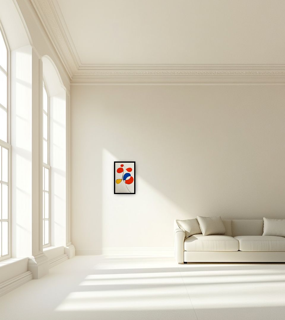 Print Sans Titre in large empty light living room
