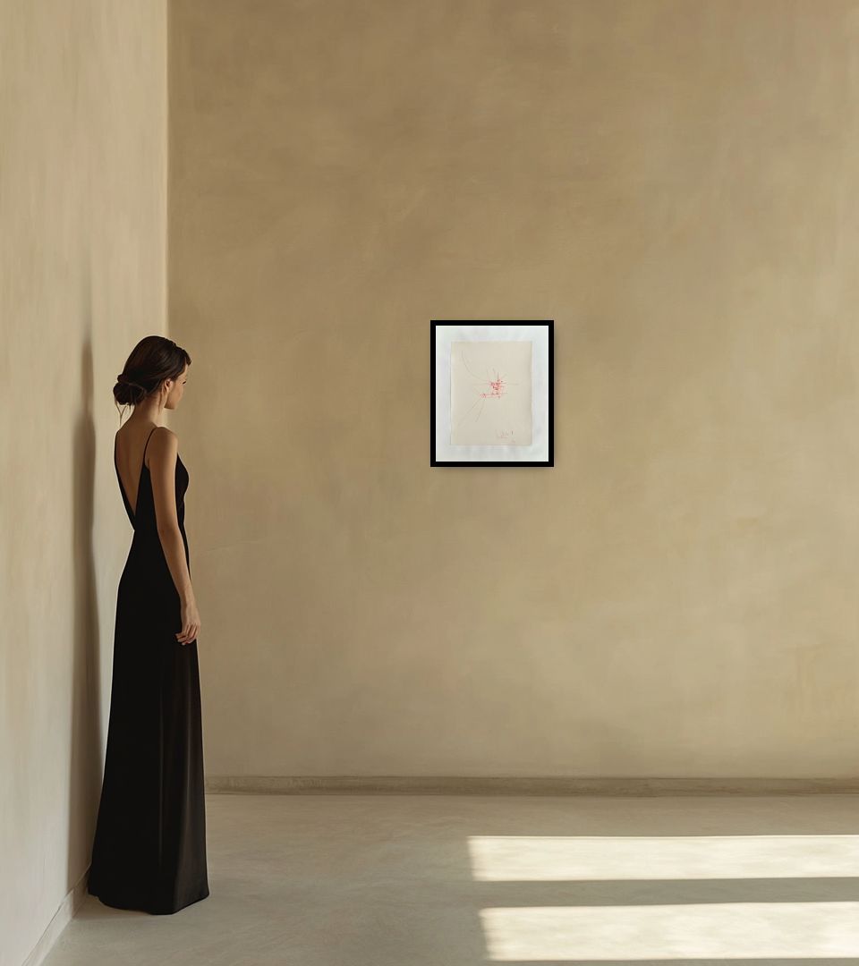 Drawing Composition, 66 in warm interior next to a lady