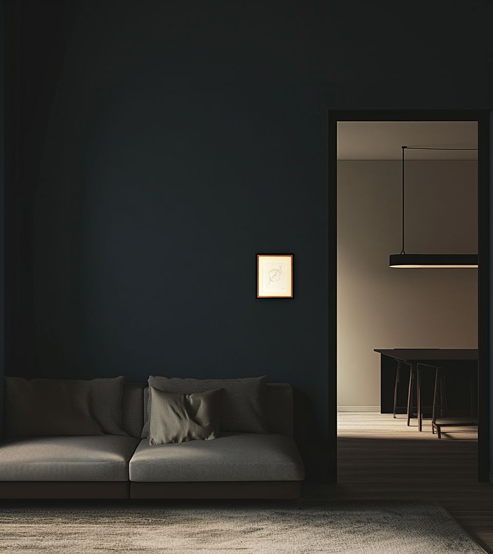 Print Untitled in dark living room