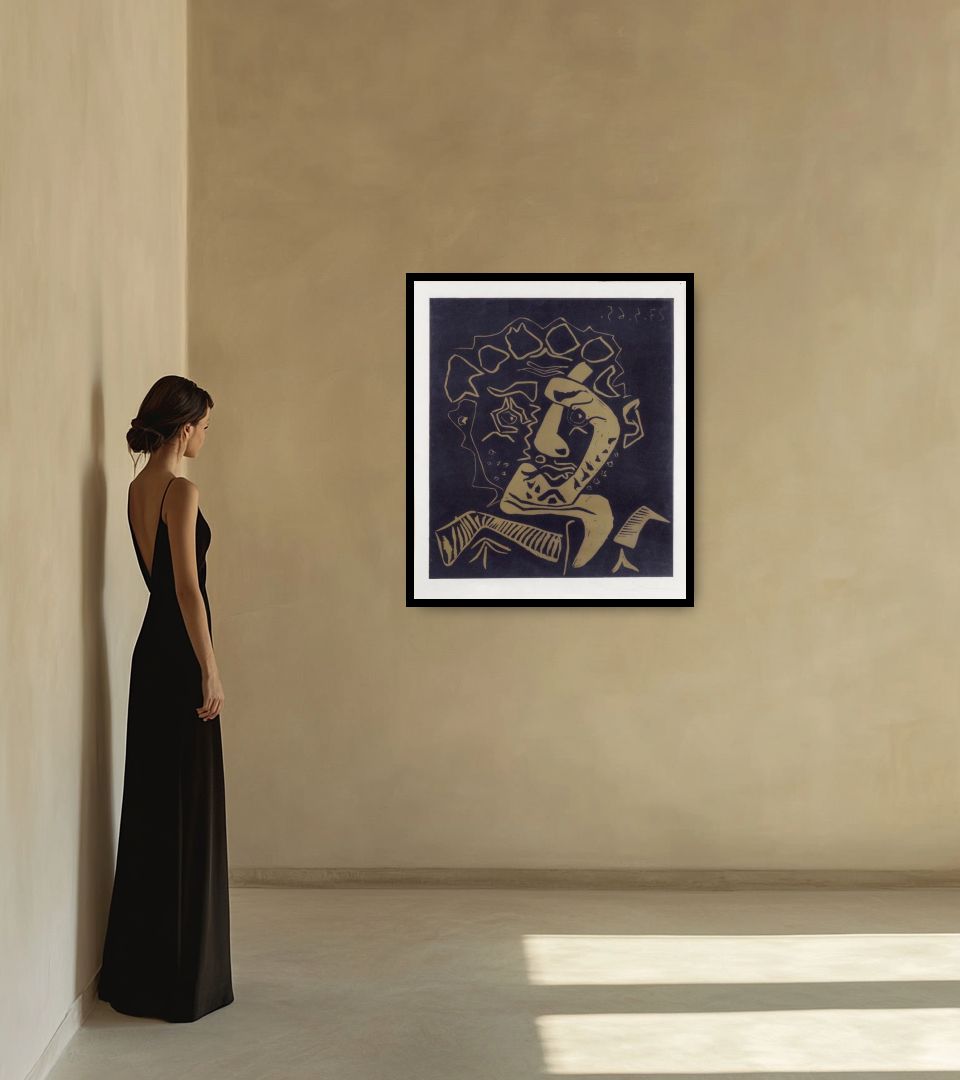 Print Le Danseur in warm interior next to a lady