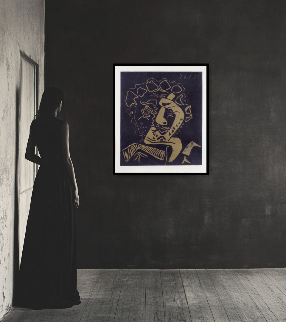 Print Le Danseur in dark interior next to a lady