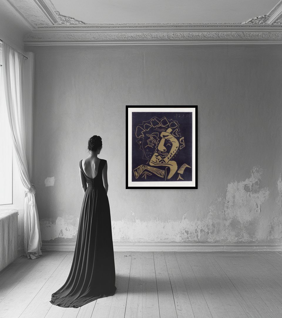 Print Le Danseur in light interior next to a lady