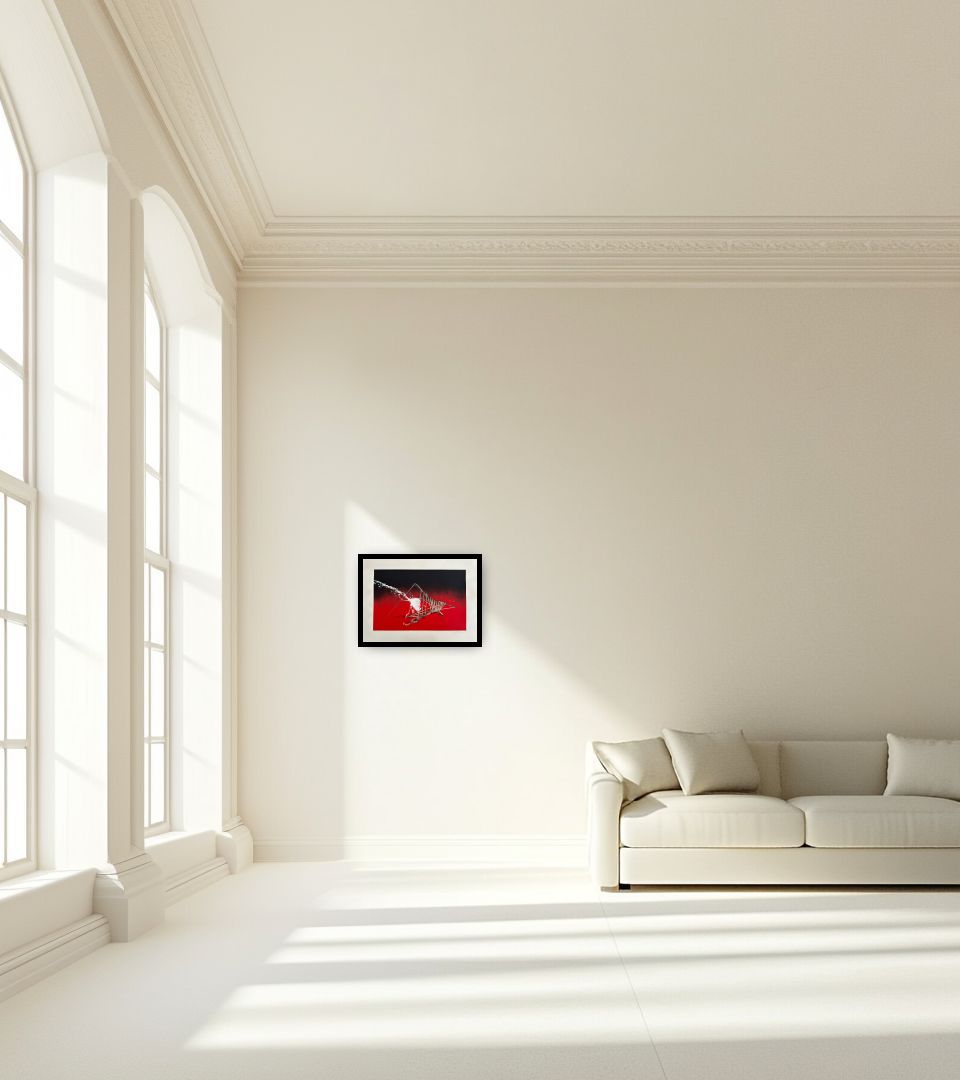 Print Senza Titolo in large empty light living room