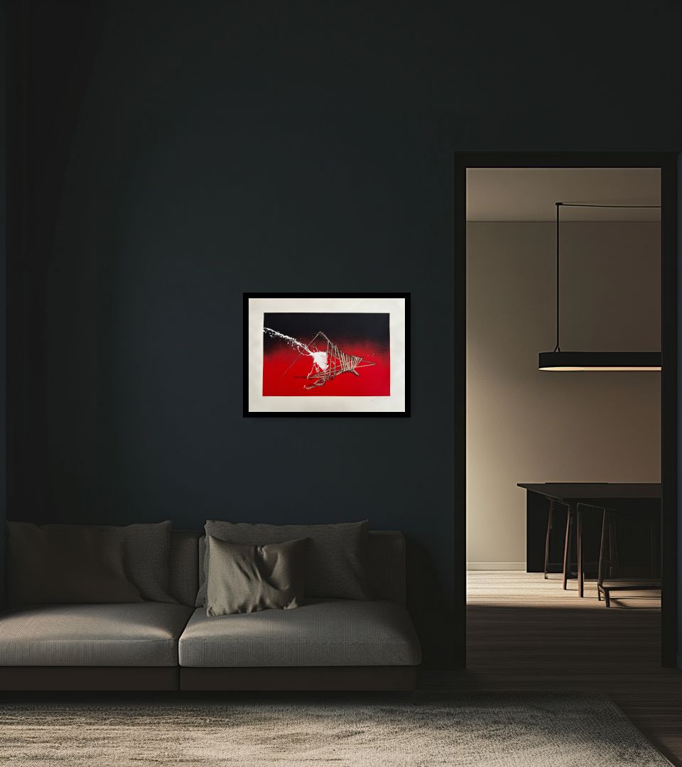 Print Senza Titolo in dark living room