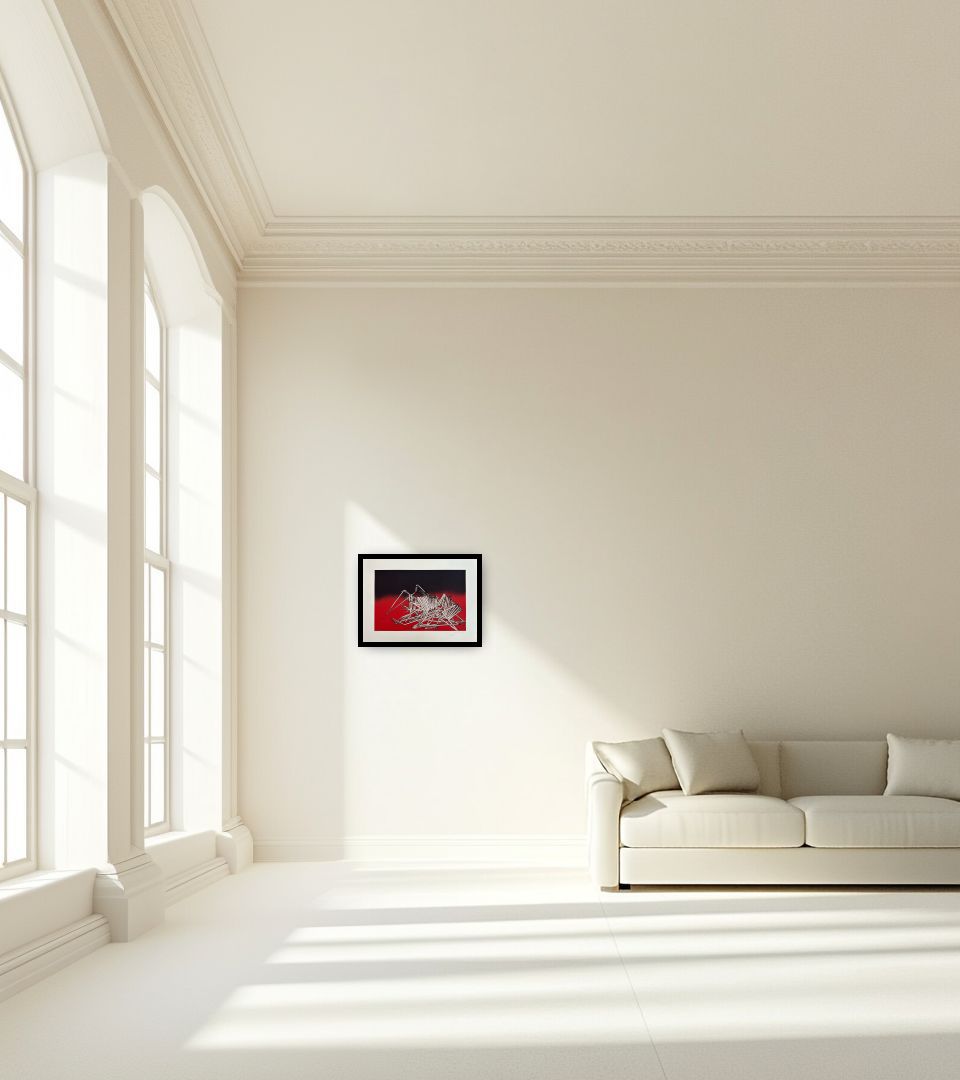Print Senza Titolo in large empty light living room