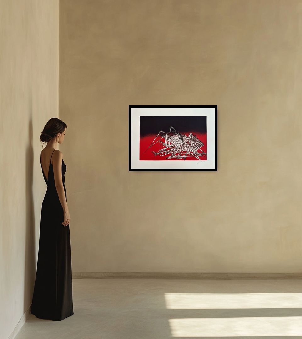 Print Senza Titolo in warm interior next to a lady