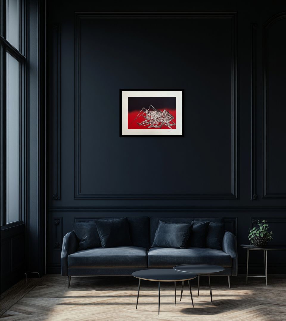 Print Senza Titolo in dark living room