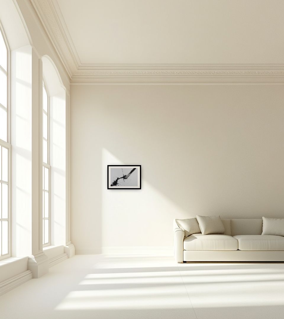 Print Senza Titolo in large empty light living room