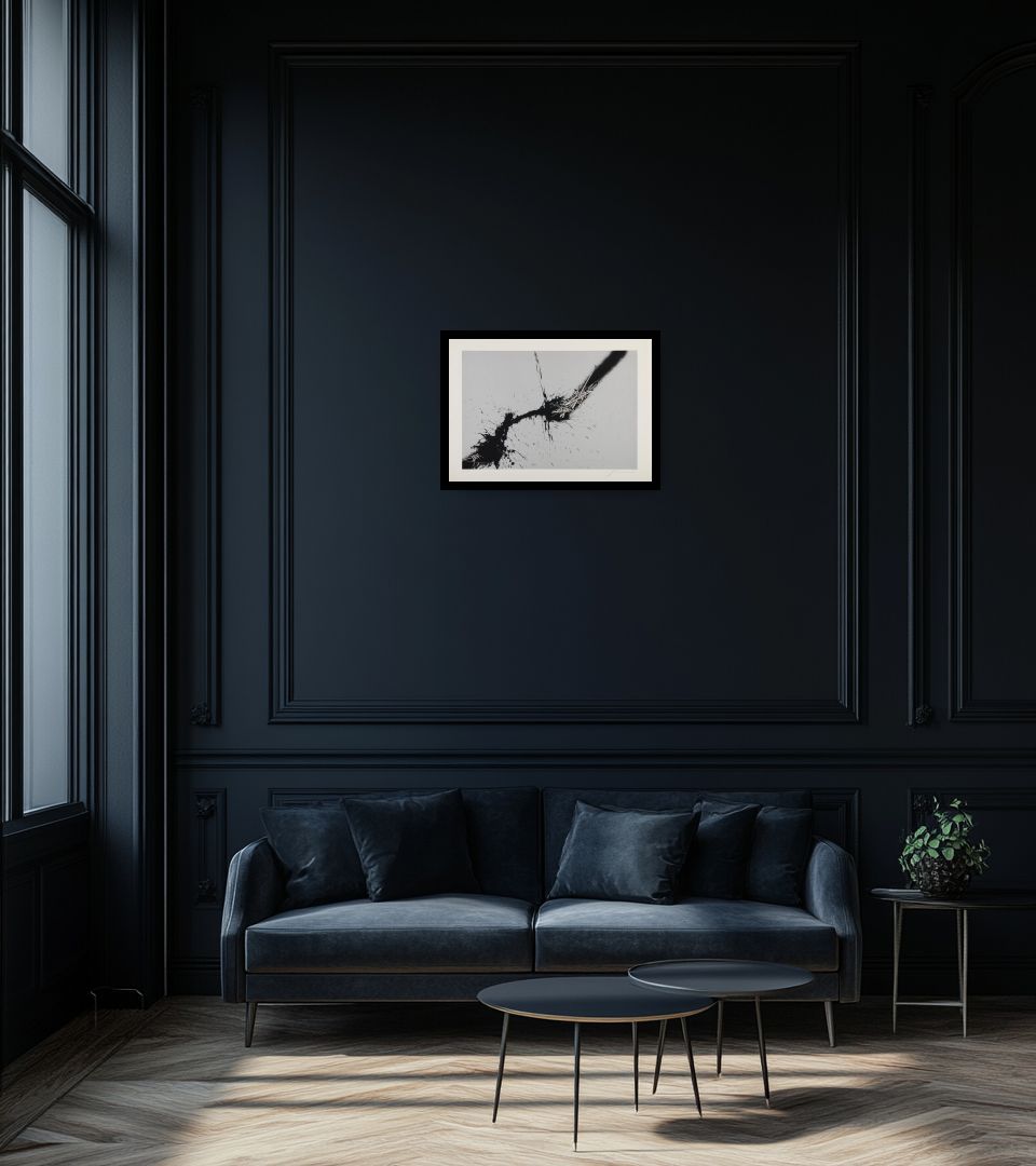 Print Senza Titolo in dark living room