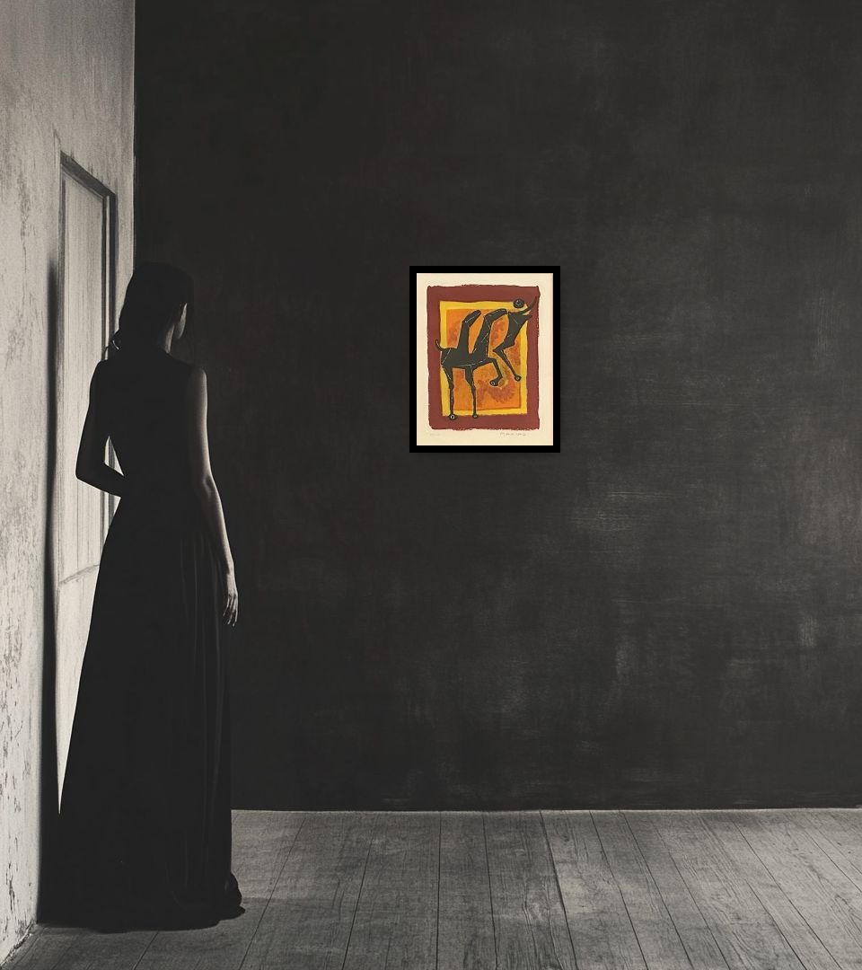 Print Giocoliere in dark interior next to a lady