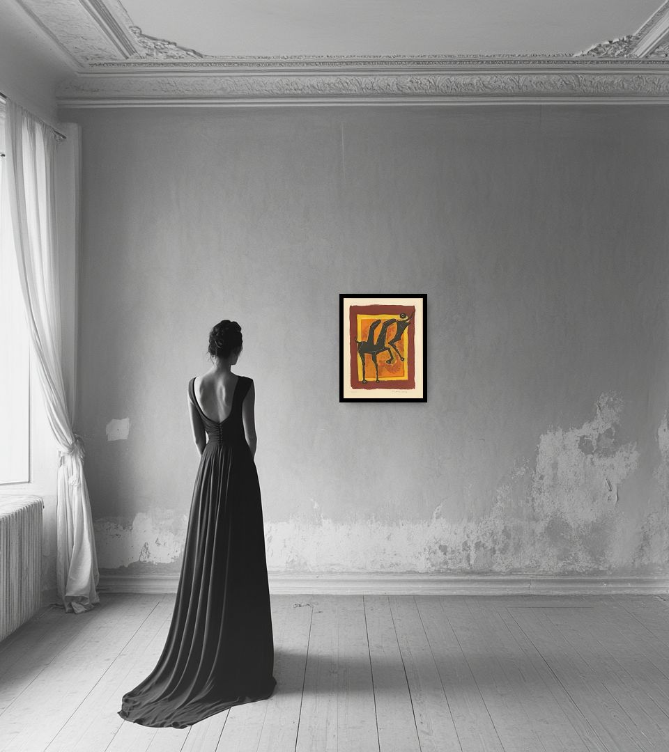 Print Giocoliere in light interior next to a lady