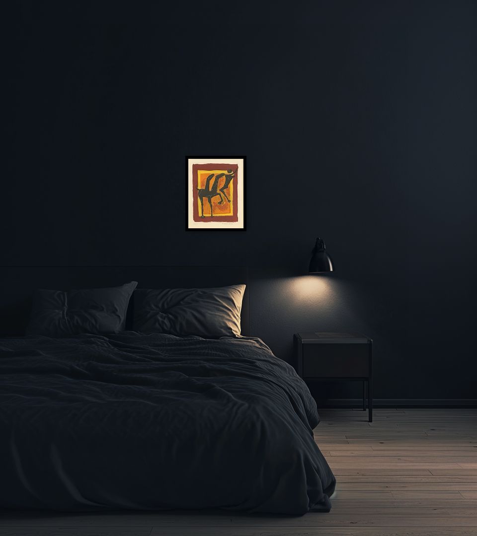 Print Giocoliere in dark bedroom