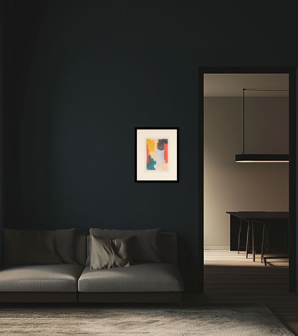 Print Abstract Composition in dark living room