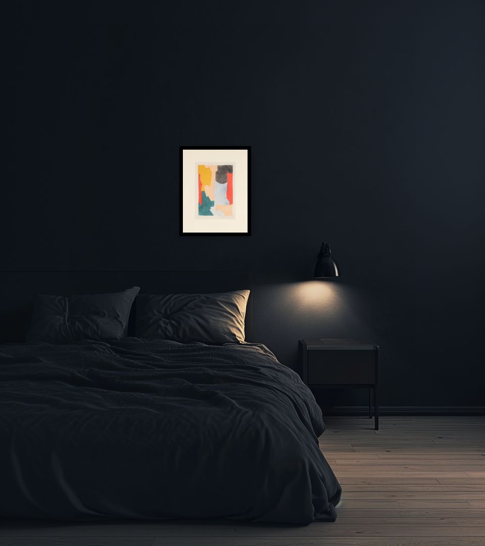 Print Abstract Composition in dark bedroom