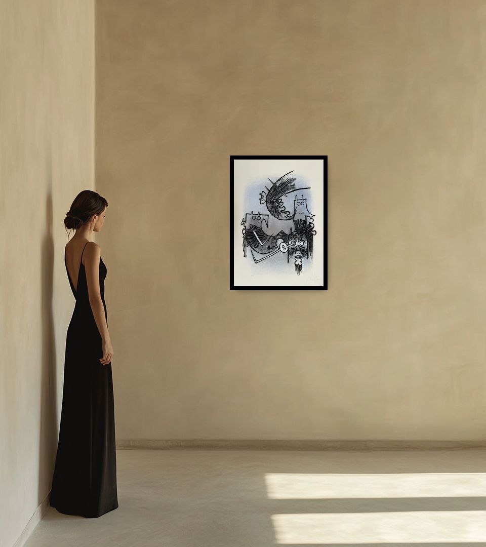 Print Le feu vert in warm interior next to a lady