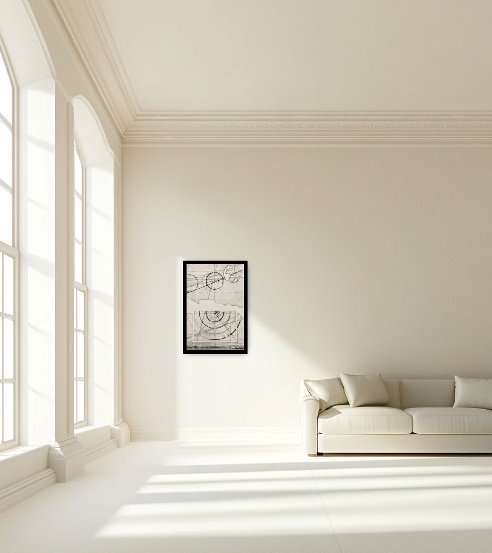 Print Senza Titolo in large empty light living room