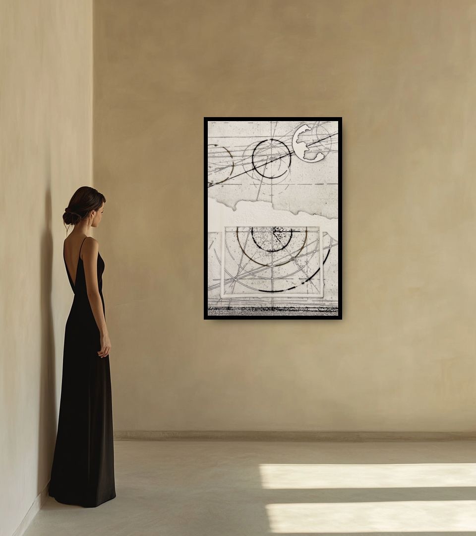 Print Senza Titolo in warm interior next to a lady
