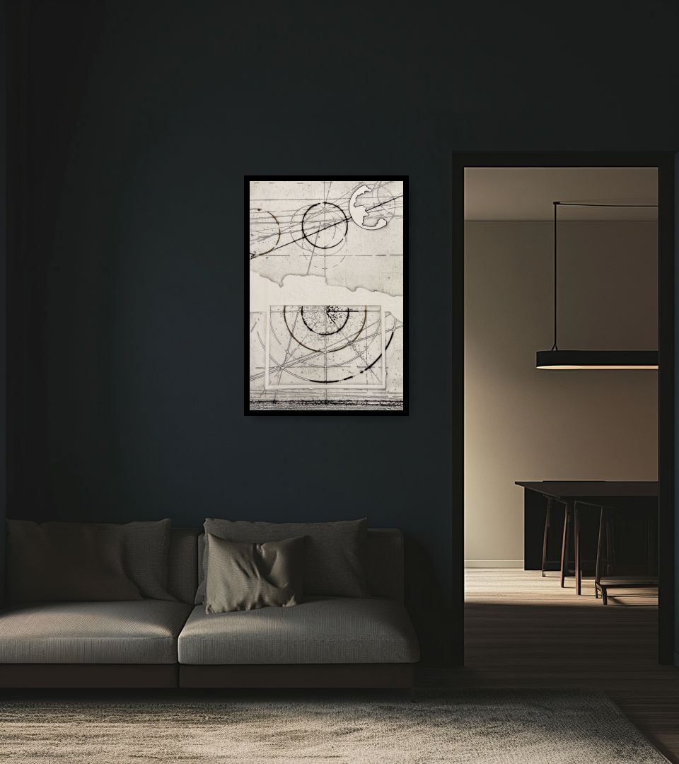 Print Senza Titolo in dark living room