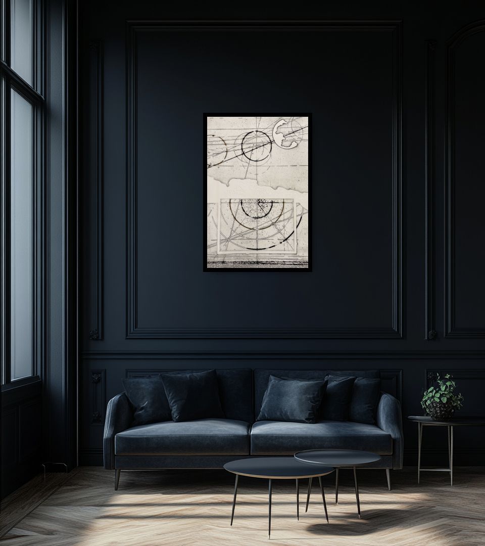 Print Senza Titolo in dark living room