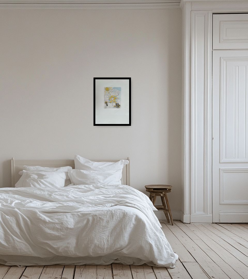 Print Cheval Royal in light bedroom