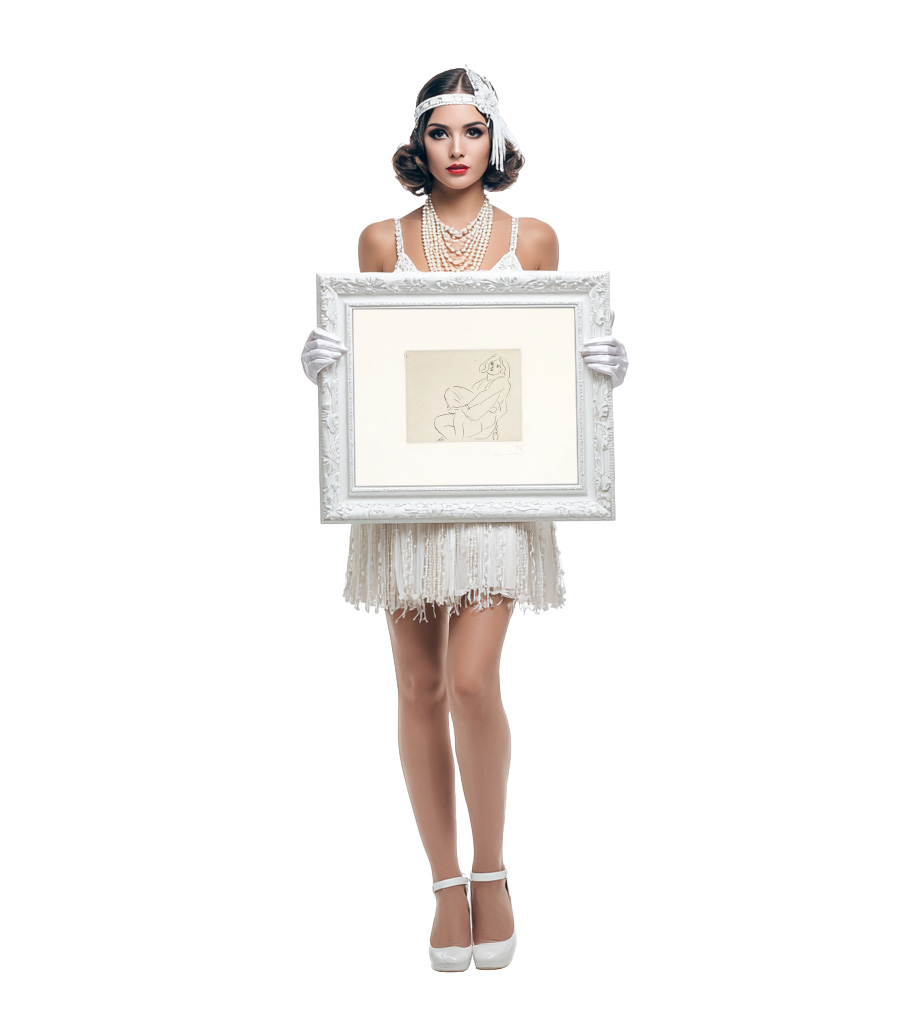 Анри Матисс - Молодая женщина обнимает левое колено, Принт (Сухая игла), 1929